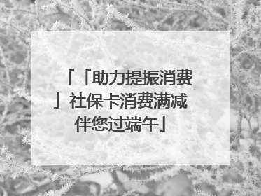 「助力提振消费」社保卡消费满减伴您过端午