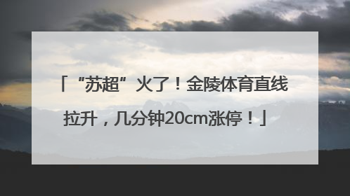 “苏超”火了！金陵体育直线拉升，几分钟20cm涨停！