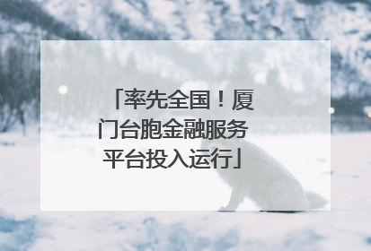 率先全国！厦门台胞金融服务平台投入运行