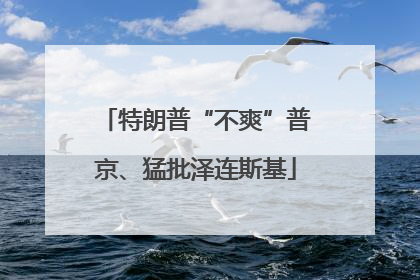 特朗普“不爽”普京、猛批泽连斯基