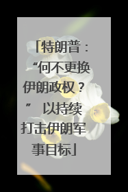 特朗普：“何不更换伊朗政权？” 以持续打击伊朗军事目标