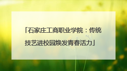 石家庄工商职业学院：传统技艺进校园焕发青春活力