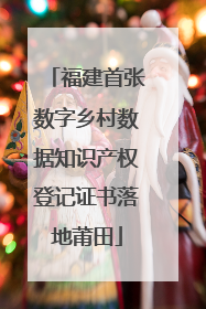 福建首张数字乡村数据知识产权登记证书落地莆田
