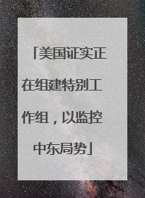 美国证实正在组建特别工作组，以监控中东局势