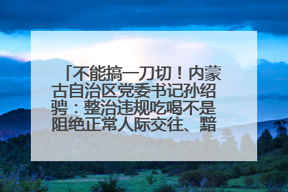 不能搞一刀切！内蒙古自治区党委书记孙绍骋：整治违规吃喝不是阻绝正常人际交往、黯淡人间烟火