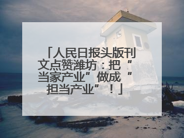 人民日报头版刊文点赞潍坊：把“当家产业”做成“担当产业”！