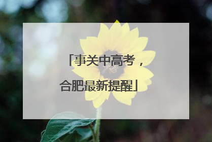 事关中高考，合肥最新提醒