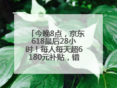 今晚8点，京东618最后28小时！每人每天超6180元补贴，错过等明年！