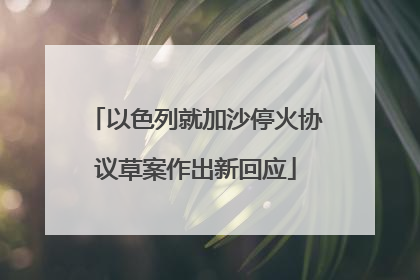 以色列就加沙停火协议草案作出新回应