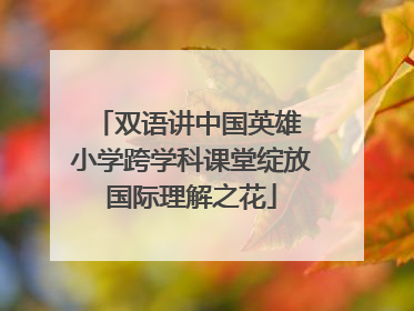 双语讲中国英雄 小学跨学科课堂绽放国际理解之花
