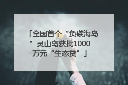 全国首个“负碳海岛”灵山岛获批1000万元“生态贷”