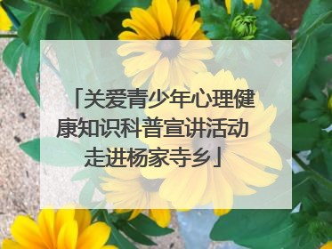 关爱青少年心理健康知识科普宣讲活动走进杨家寺乡