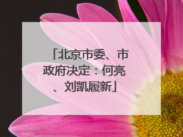 北京市委、市政府决定：何亮、刘凯履新