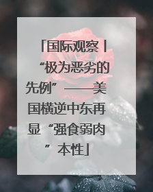国际观察丨“极为恶劣的先例”——美国横逆中东再显“强食弱肉”本性
