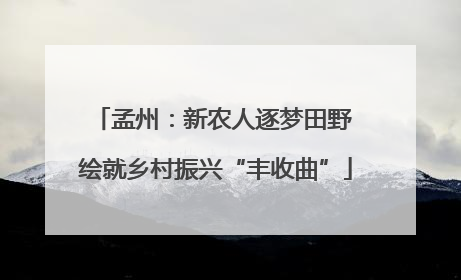 孟州：新农人逐梦田野 绘就乡村振兴“丰收曲”