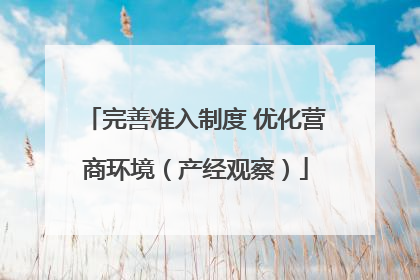 完善准入制度 优化营商环境（产经观察）