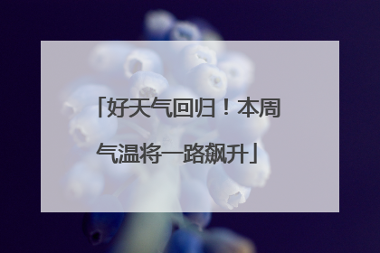 好天气回归！本周气温将一路飙升