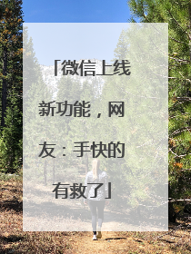 微信上线新功能，网友：手快的有救了
