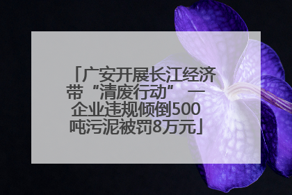 广安开展长江经济带“清废行动” 一企业违规倾倒500吨污泥被罚8万元