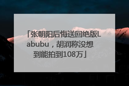 张朝阳后悔送回绝版Labubu，胡润称没想到能拍到108万