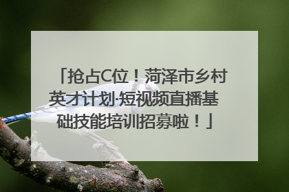 抢占C位！菏泽市乡村英才计划·短视频直播基础技能培训招募啦！