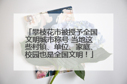 攀枝花市被授予全国文明城市称号 当地这些村镇、单位、家庭、校园也是全国文明！
