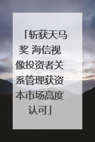 斩获天马奖 海信视像投资者关系管理获资本市场高度认可