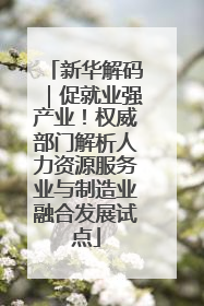 新华解码｜促就业强产业！权威部门解析人力资源服务业与制造业融合发展试点