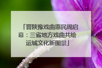 晋陕豫戏曲惠民周启幕：三省地方戏曲共绘运城文化新图景