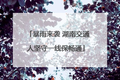 暴雨来袭 湖南交通人坚守一线保畅通