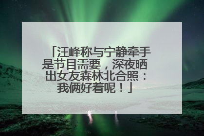 汪峰称与宁静牵手是节目需要，深夜晒出女友森林北合照：我俩好着呢！