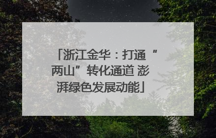 浙江金华：打通“两山”转化通道 澎湃绿色发展动能