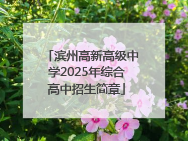 滨州高新高级中学2025年综合高中招生简章