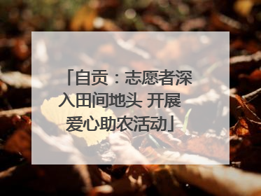 自贡：志愿者深入田间地头 开展爱心助农活动