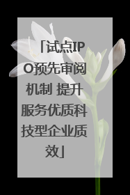 试点IPO预先审阅机制 提升服务优质科技型企业质效