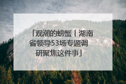 观潮的螃蟹丨湖南省领导53场专题调研聚焦这件事