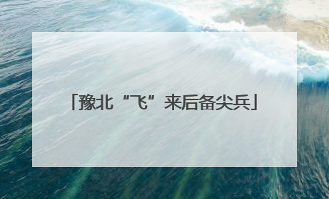 豫北“飞”来后备尖兵