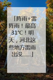 阵雨+雷阵雨！最高31℃！明天，河北这些地方雷雨出没……