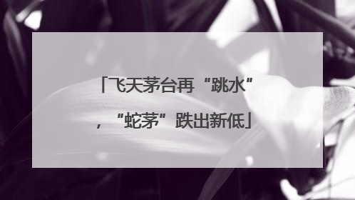 飞天茅台再“跳水”，“蛇茅”跌出新低