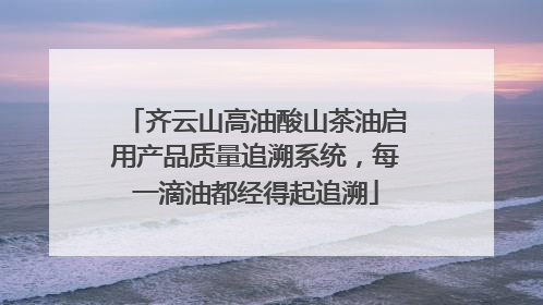 齐云山高油酸山茶油启用产品质量追溯系统，每一滴油都经得起追溯