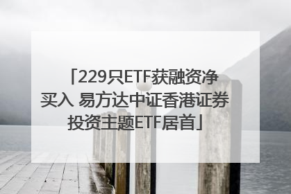229只ETF获融资净买入 易方达中证香港证券投资主题ETF居首